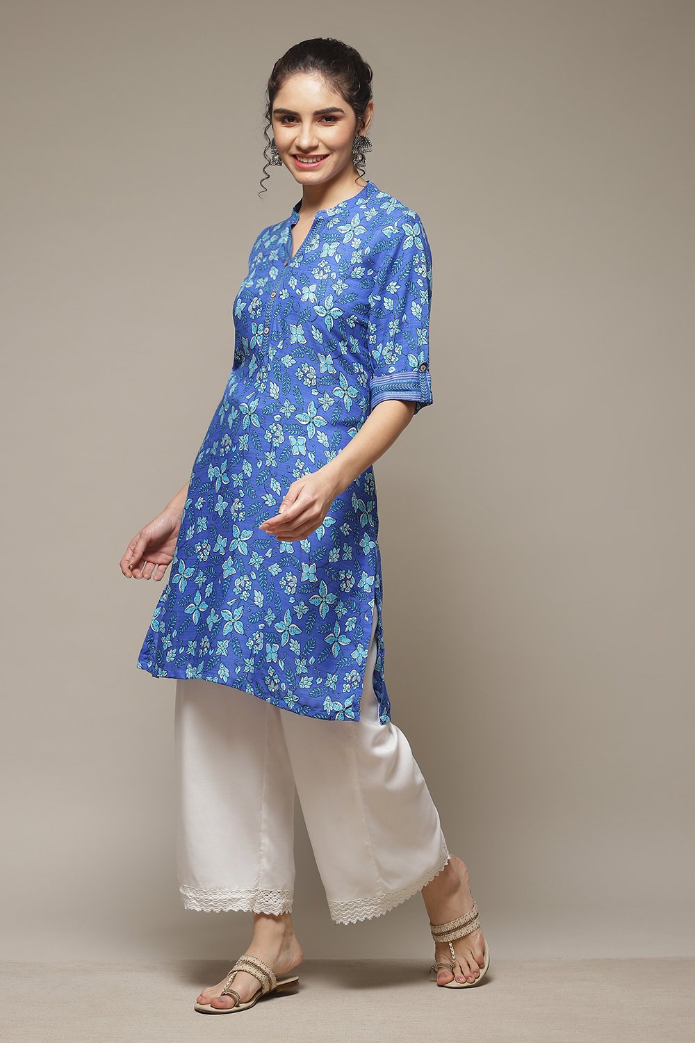 Lime Green LIVA Straight Kurta image number 0